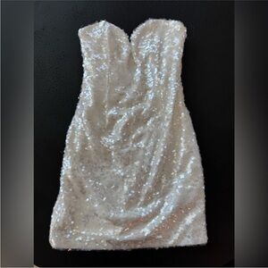NWT Bardot White Sequin Strapless Dress
